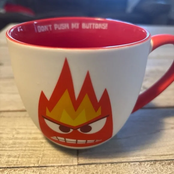Disney Inside Out 2 ANGER DON'T PUSH MY BUTTONS! Soft Touch Ceramic 16oz Mug NEW - Picture 6 of 13